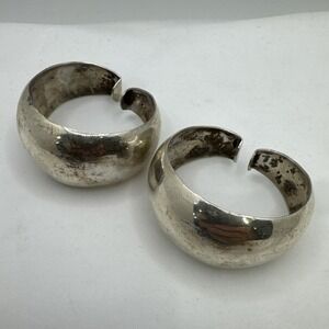 Verlin Sterling Silver Hoop Earrings VP-43 Wide Chunky Hammered 925 Vintage